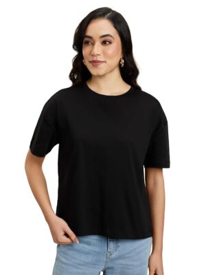 Symbol Premium Women's Super Soft Cotton Round Neck Solid T-Shirt (Stylish | Oversized Fit) (Available in Plus Sizes)