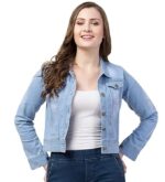 FUNDAY FASHION Womens Denim Standard Length Full Sleeve Solid Jacket