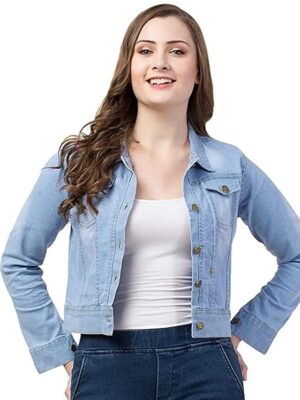 FUNDAY FASHION Womens Denim Standard Length Full Sleeve Solid Jacket