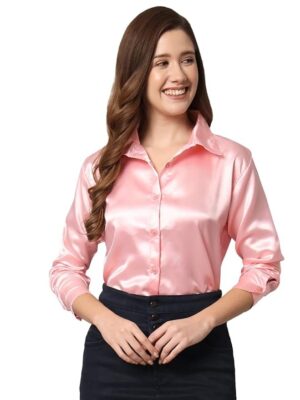 FUNDAY FASHION Women Solid Formal Satin Regular Fit Shirt