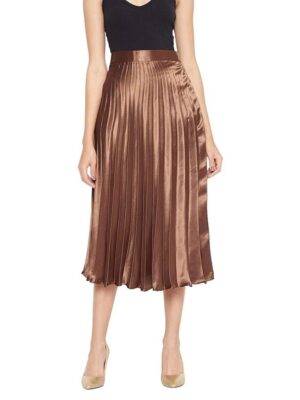 Uptownie Lite Women's Satin/Crepe Calf Length Pleated Skirt