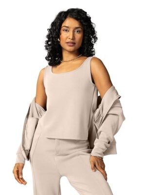 BlissClub Bare Butter Tank | Boat Neckline | Princess Panel for Shaping | Premium Ribbed Fabric | Luxurious Feel |