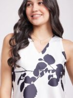 FableStreet Women's Satin Midi Dress - White and Black