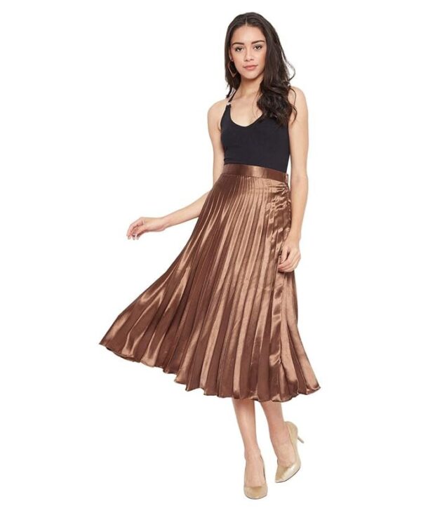 Uptownie Lite Women's Satin/Crepe Calf Length Pleated Skirt