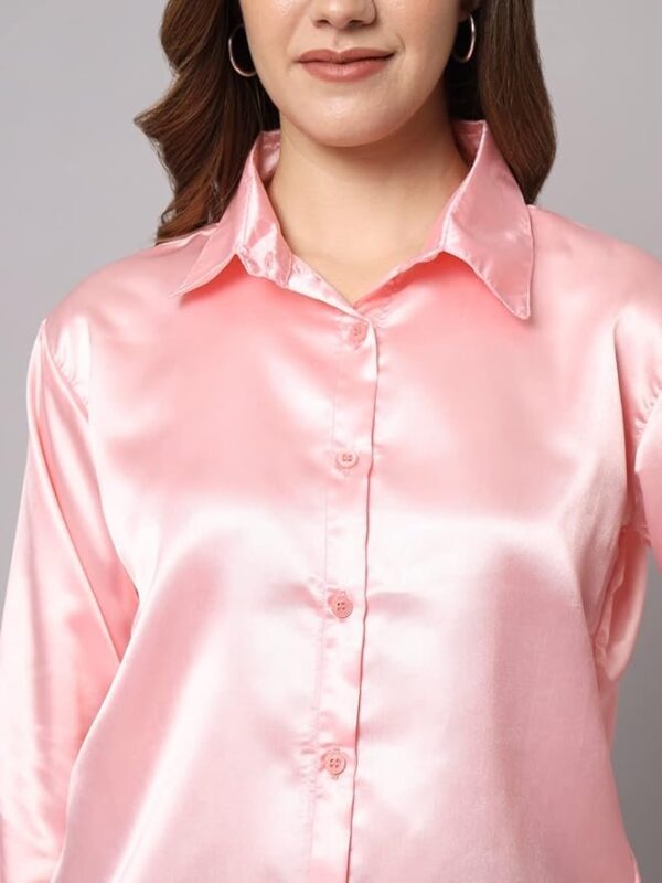 FUNDAY FASHION Women Solid Formal Satin Regular Fit Shirt