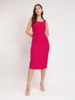 FableStreet Bodycon Knitted Dress - Fuchsia