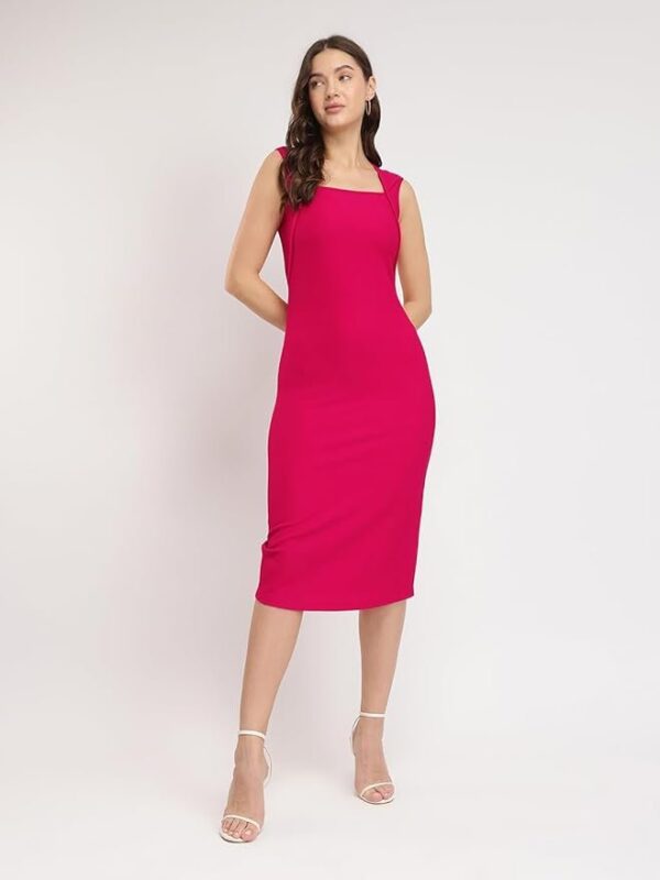 FableStreet Bodycon Knitted Dress - Fuchsia