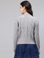 One femme Women Self Design Cable Knit Sweater