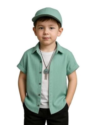 Boys Regular Fit Solid Casual Shirt with Spread Collar – Comfortable Shirts