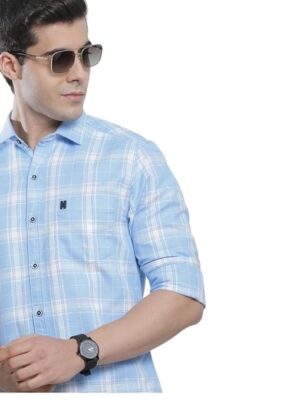 The Indian Garage Co Men Regular Fit Checkered Full Sleeves Cutaway Collar Casual Shirt