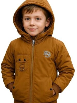 Krystle Boys Cold Weather Jacket with Hood | Kids Fleece Lined Winter Coat | Durable Zipper Outerwear (Black,2-3 Years) (Cool Dezine)