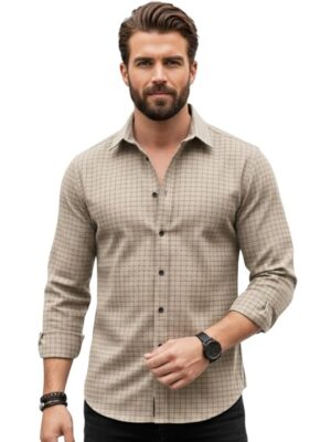 INKAST Men's Regular Fit Button Down Dress Shirts Textured Long Sleeve Casual Hawaiian Shirt