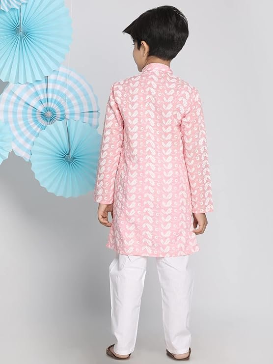VASTRAMAY Boy's Cotton Printed Kurta Pyjama Set