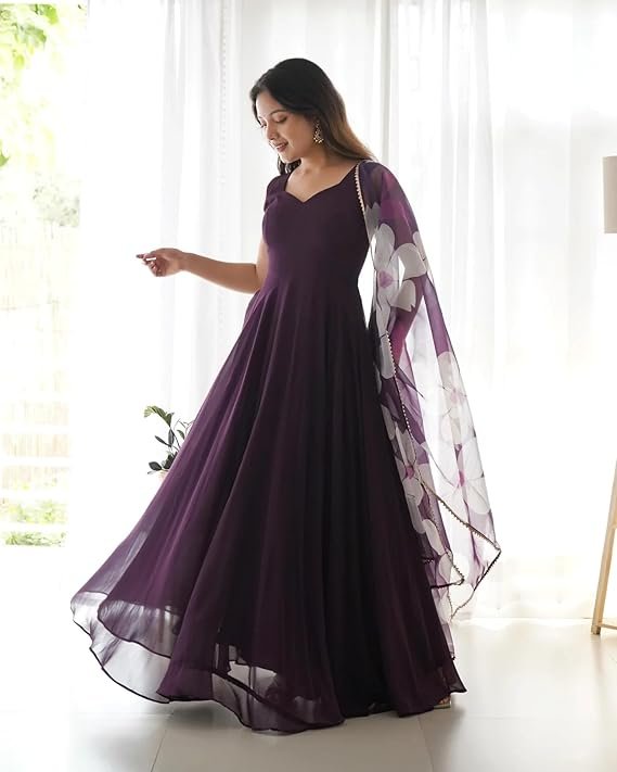 Fashion Basket Women's Georgette Anarkali Dress