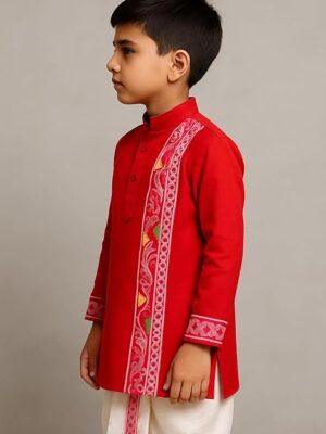 POLKA TOTS Unisex Cotton Kurta Pajama Nightwear Set