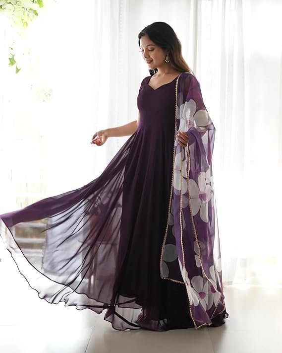 Fashion Basket Women's Georgette Anarkali Dress