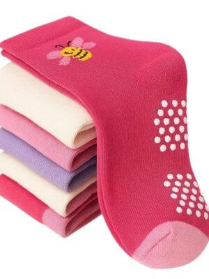 Khillayox Anti-Slip Cotton Ankle Socks for Baby & Kids - Perfect for Walking/Playing Set of 5