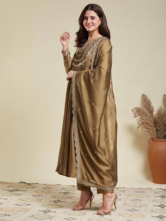 BIBA Women Cotton Gathered Printed Suit Set