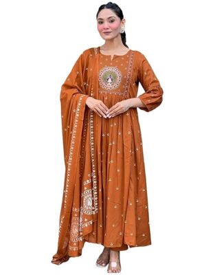 GoSriKi Women’s Embroidered Anarkali Kurta Set