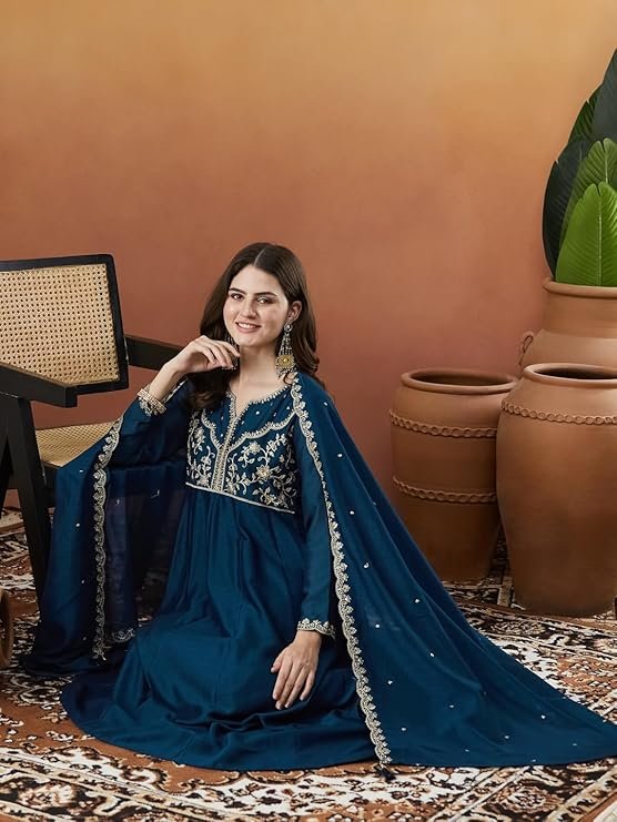 MOKOSH Women’s Anarkali Kurta Set with Dupatta