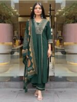 ANNI Desinger Women’s Viscose Anarkali Kurta Set with Pant & Dupatta