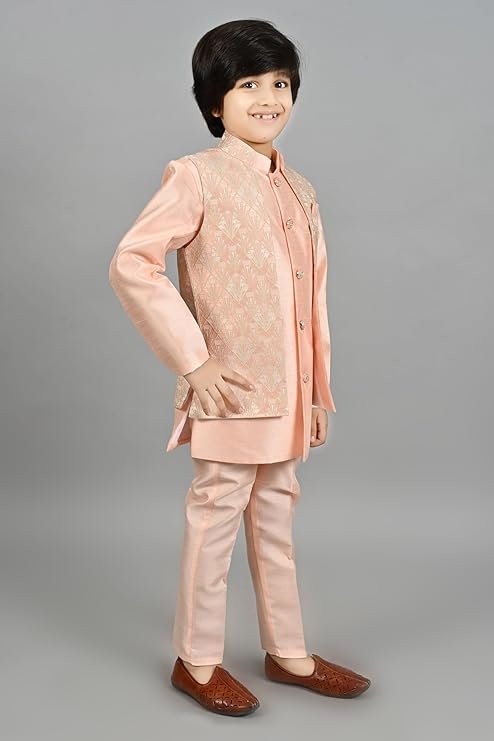 VASTRAMAY Boy's Cotton Printed Kurta Pyjama Set