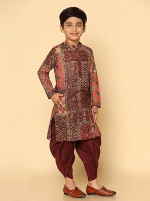 VASTRAMAY Boys Cotton Kurta Pyjama Set – Kantha Work Ethnic Wear for Janmashtami, Rakhi, Diwali & Festive Celebrations
