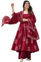 ANNI DESIGNER | Rayon Anarkali Printed Kurta Pant Dupatta Set