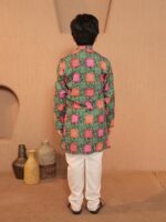 VASTRAMAY Boy's Silk Blend Printed Kurta Pyjama Set