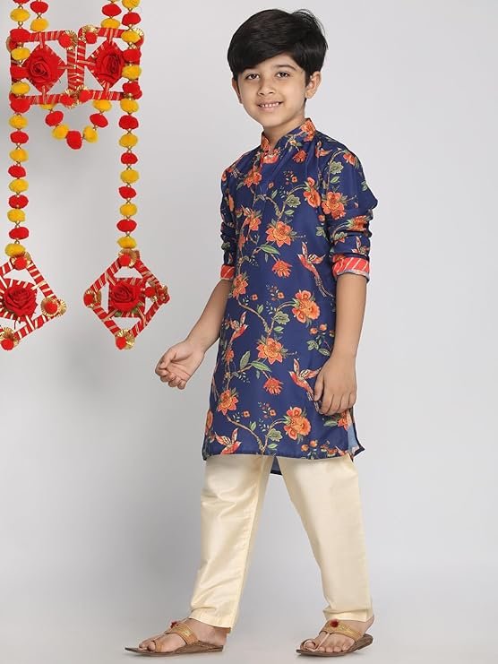 VASTRAMAY Boy's Cotton Solid Kurta Pyjama Set