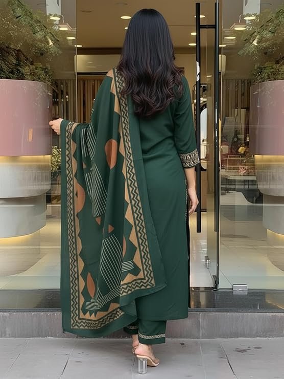 ANNI Desinger Women’s Viscose Anarkali Kurta Set with Pant & Dupatta