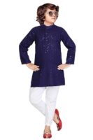 Soft Pure Chikankari Embroidered Cotton Kids Kurta Pyjama Set