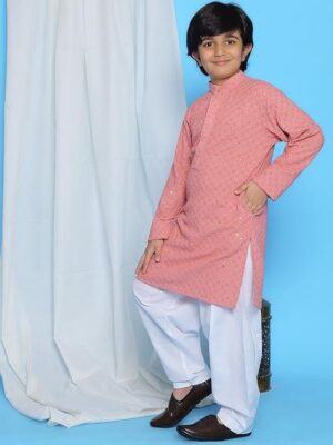 KGN Boys Cotton Blend Regular Self Desing/Kurta Pajama Set | KGN04 |