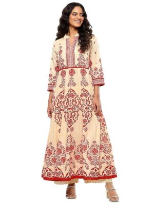 KD Women Floral Print Anarkali Kurta with Pant and Dupatta Set Anarkali Kurti for Women Georgette Anarkali Dress, Full Sleeves, Asymmetric Hemline