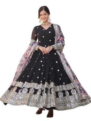 Fashion Basket Gergette Embroidered Long Anarkali