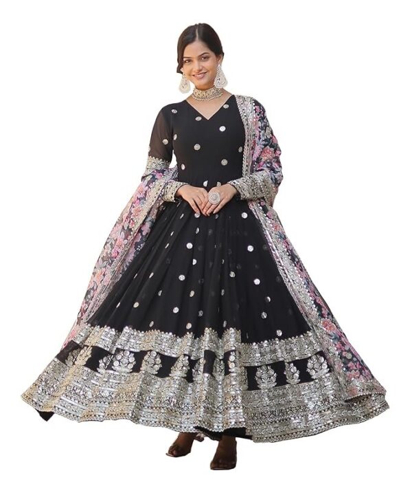 Fashion Basket Gergette Embroidered Long Anarkali