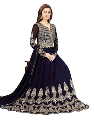 ANNI DESIGNER Women's Cotton Blend Anarkali Printed Kurta with Pant & Dupatta