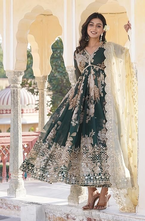 Fashion Basket Havy Silk Printed Anarkali Kurta Set for Women