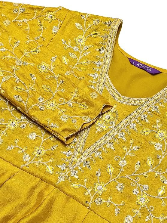 Nermosa Women Printed Anarkali Kurta and Pant Set with Dupatta