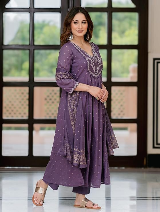 RUDRAPRAYAG Women's Maxi Anarkali Dress