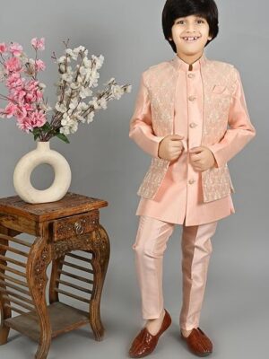 VASTRAMAY Boy's Cotton Printed Kurta Pyjama Set