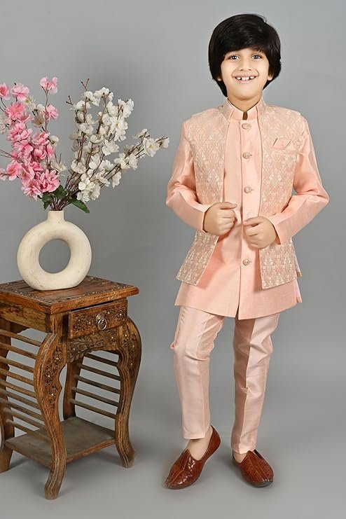 VASTRAMAY Boy's Cotton Printed Kurta Pyjama Set