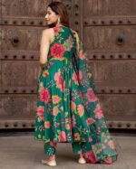 Women's Cotton Embroidery Anarkali Kurti and Pant with Dupatta Set